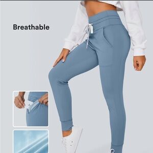 NWT Halara High Waisted Drawstring Jogger Size: Medium Petite Color: Grey Blue